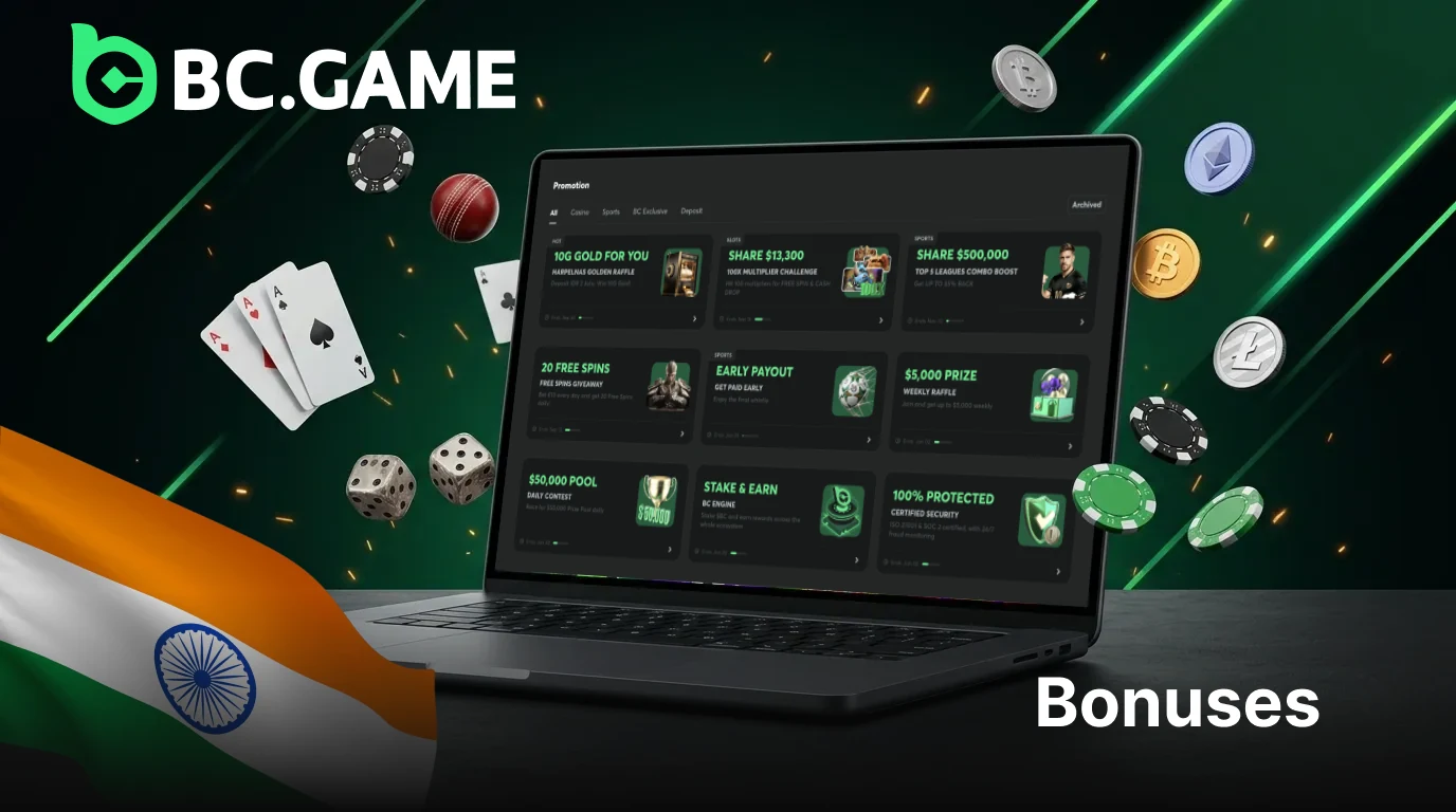 BC Game bonuses and promotions for players in India